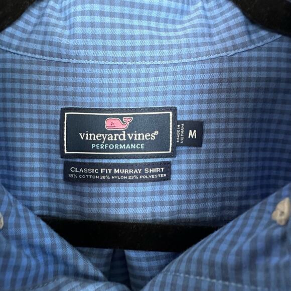 Men's Vineyard Vines Performance Blue Gray Classic Fit Murray Button Up Shirt M - Picture 4 of 5